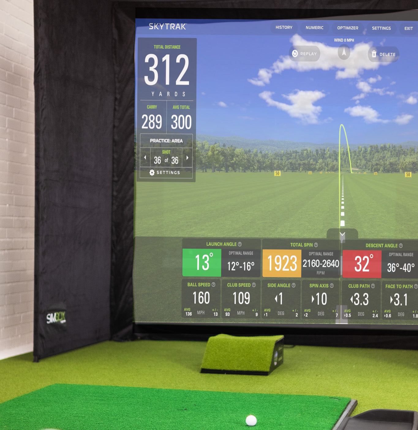 SimBox Golf Simulator Enclosure - 7 sizes, Pro + Impact Screen and Frame INCLUDES FREE SIDE BARRIERS