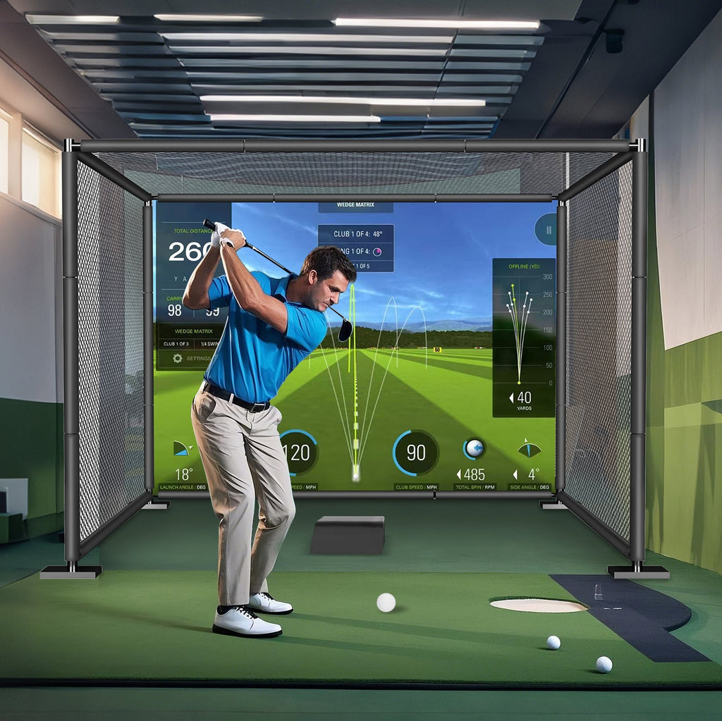 Golf Frame YUNIC Golf Driving Cage with Metal Frame and Simulator Impact Screen ...